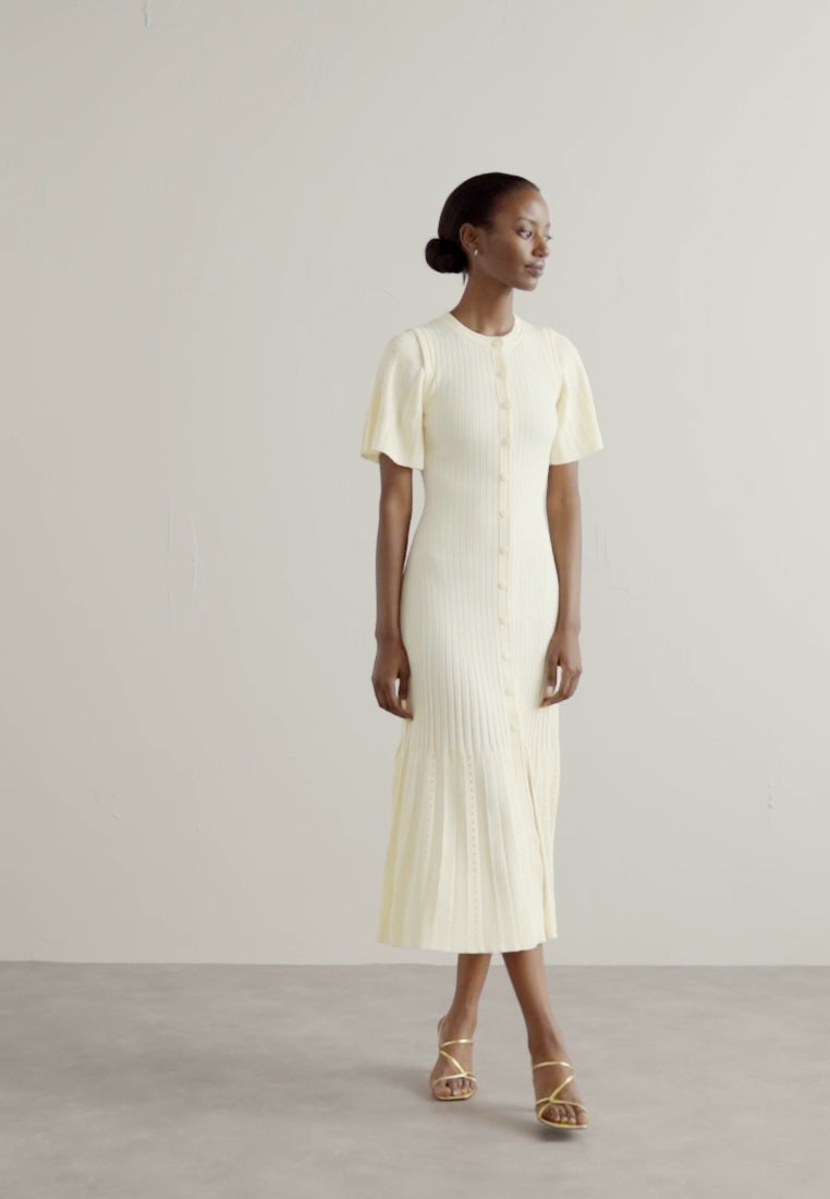 Sandra Robe Midi Claudine Boutonnée