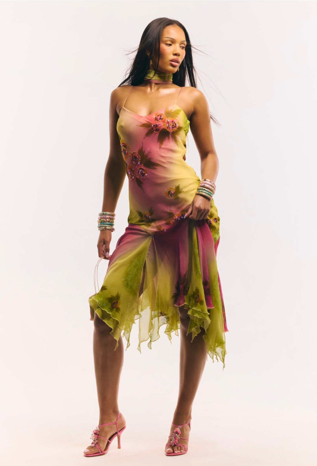 Coral Gown Midi Dress