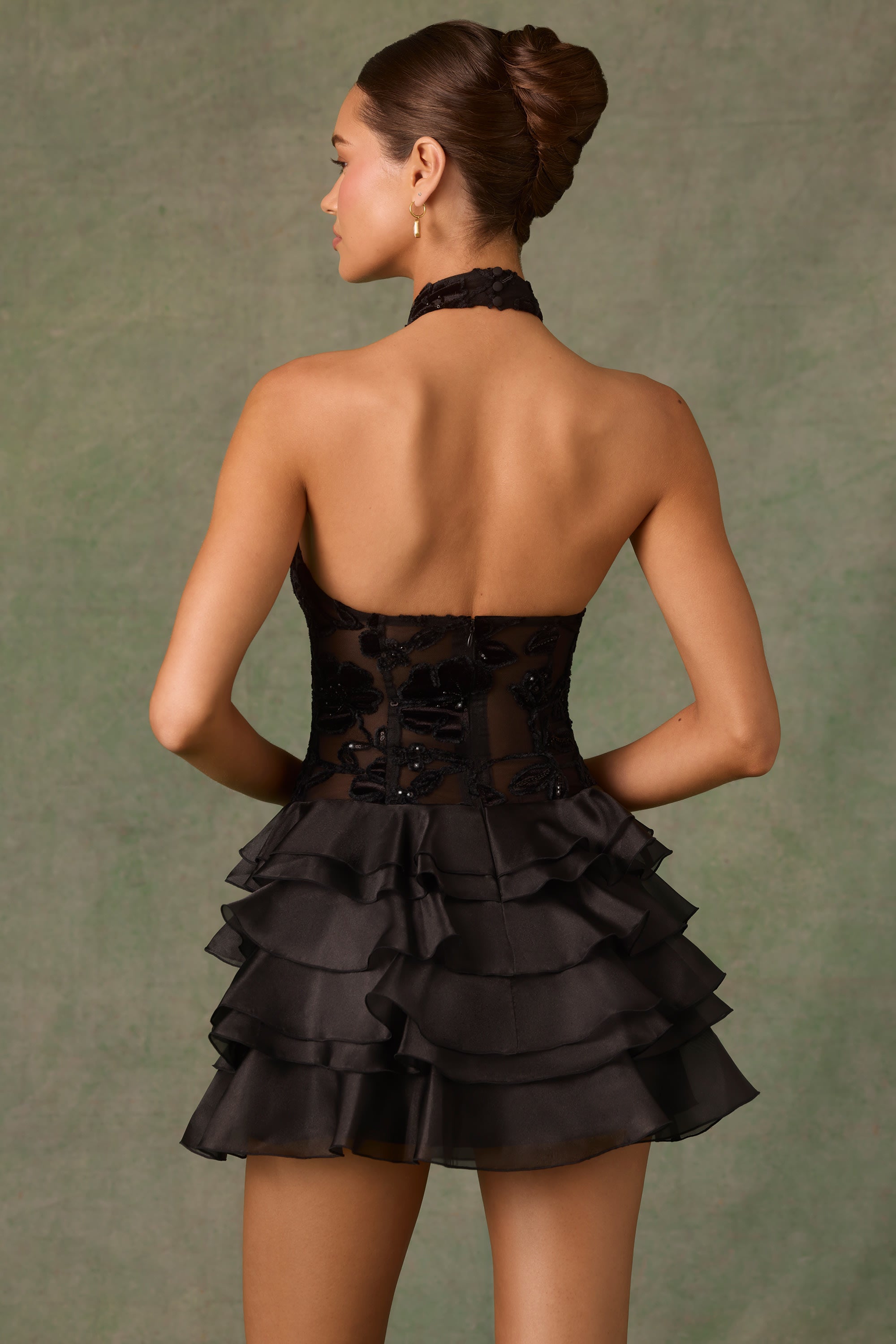 Halter Ruffle Mini Dress