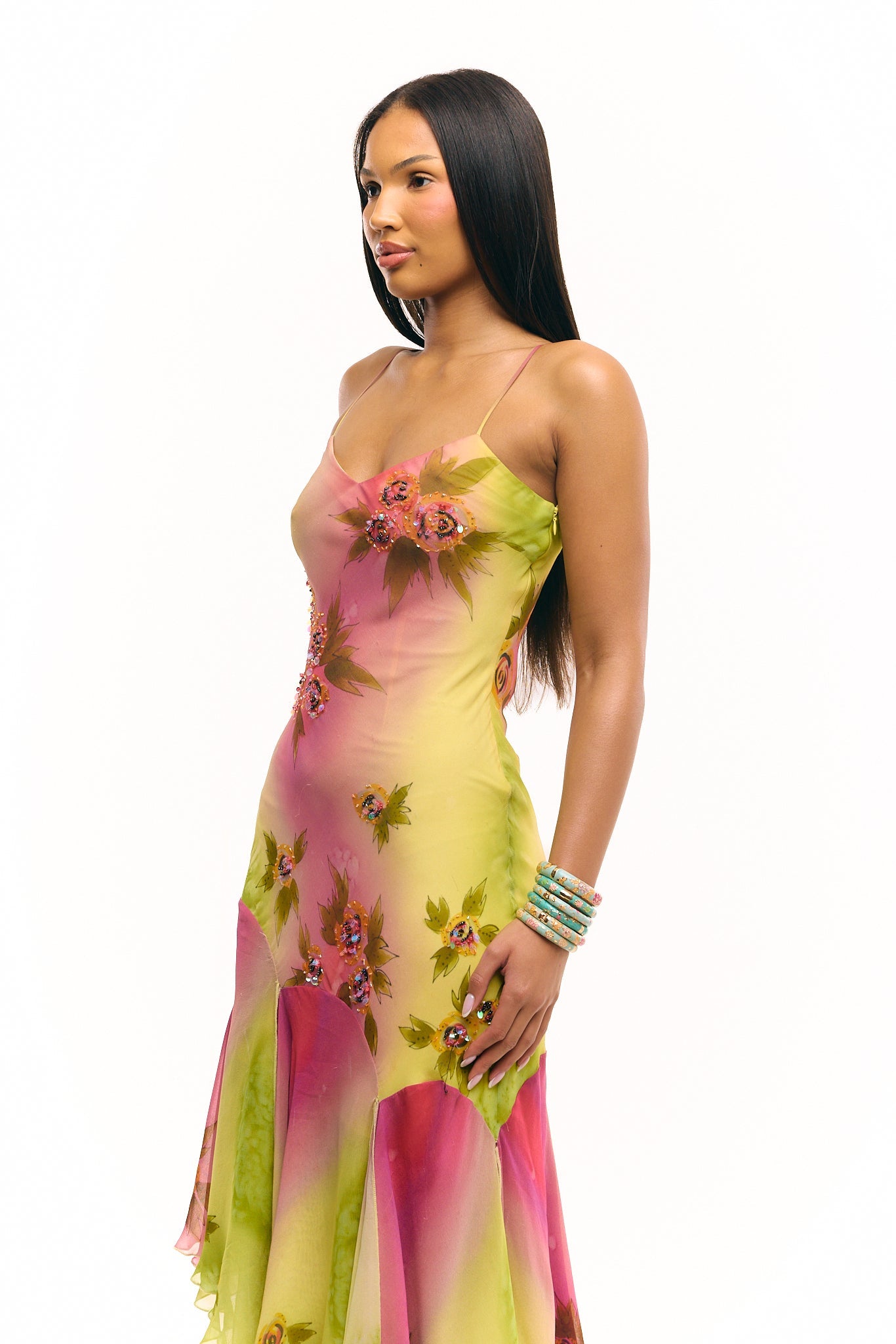 Coral Gown Midi Dress