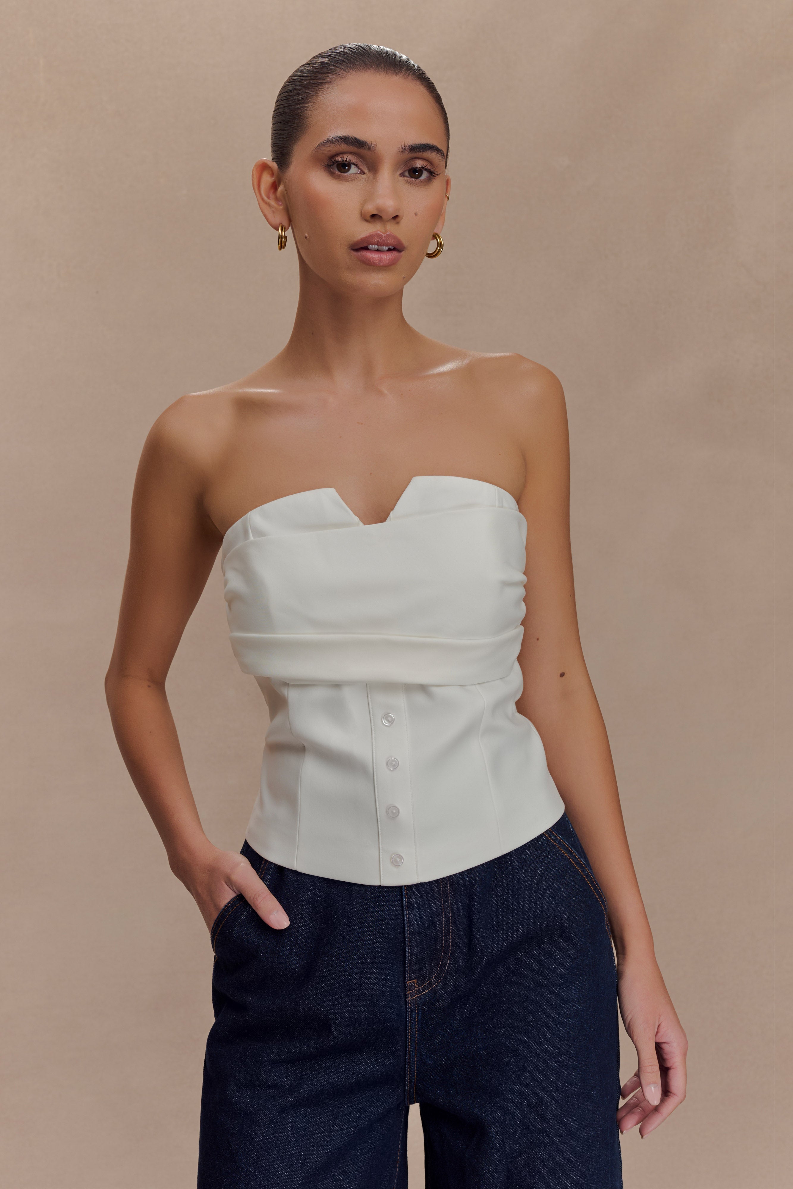 Zillah Strapless Cotton Top