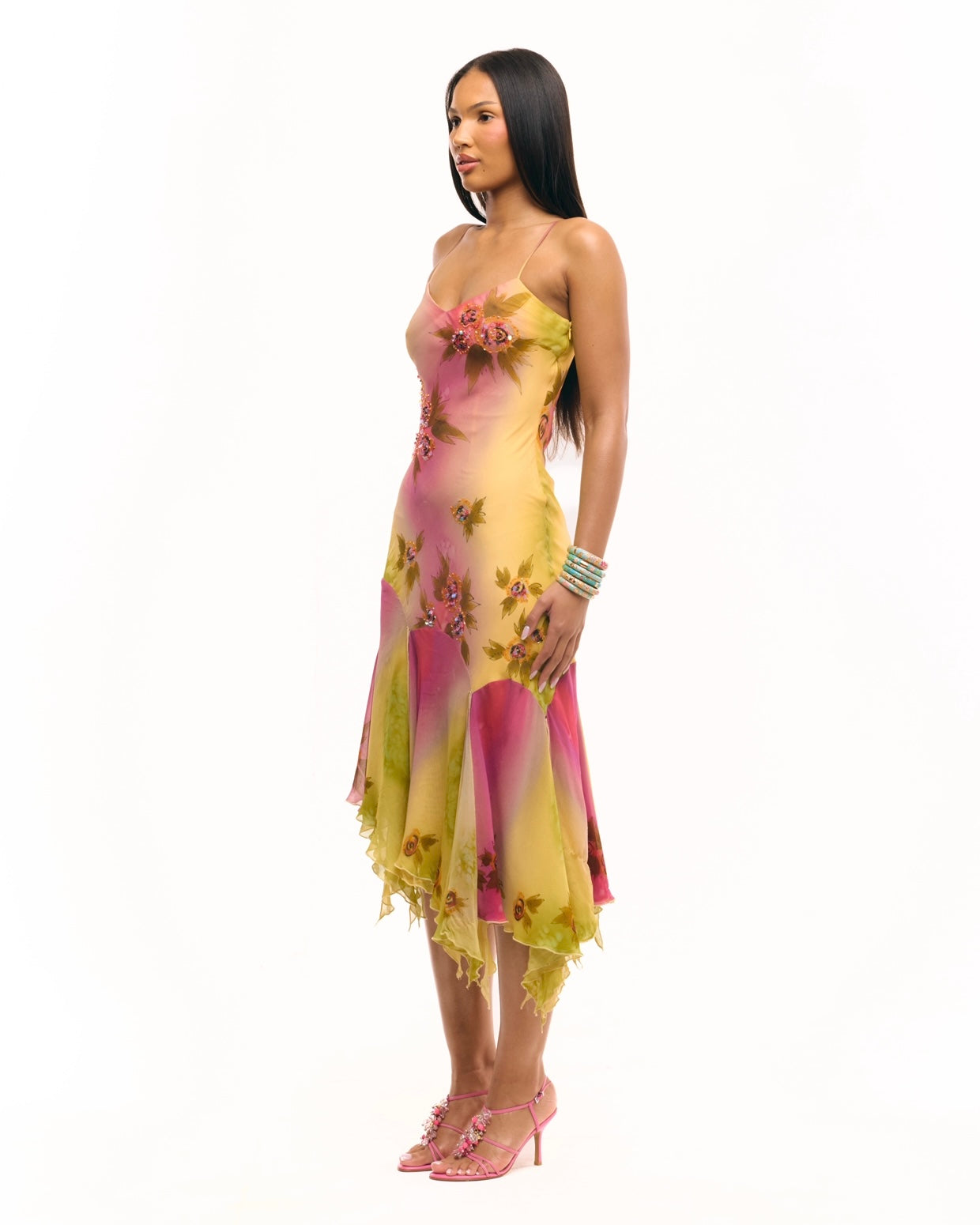 Coral Gown Midi Dress