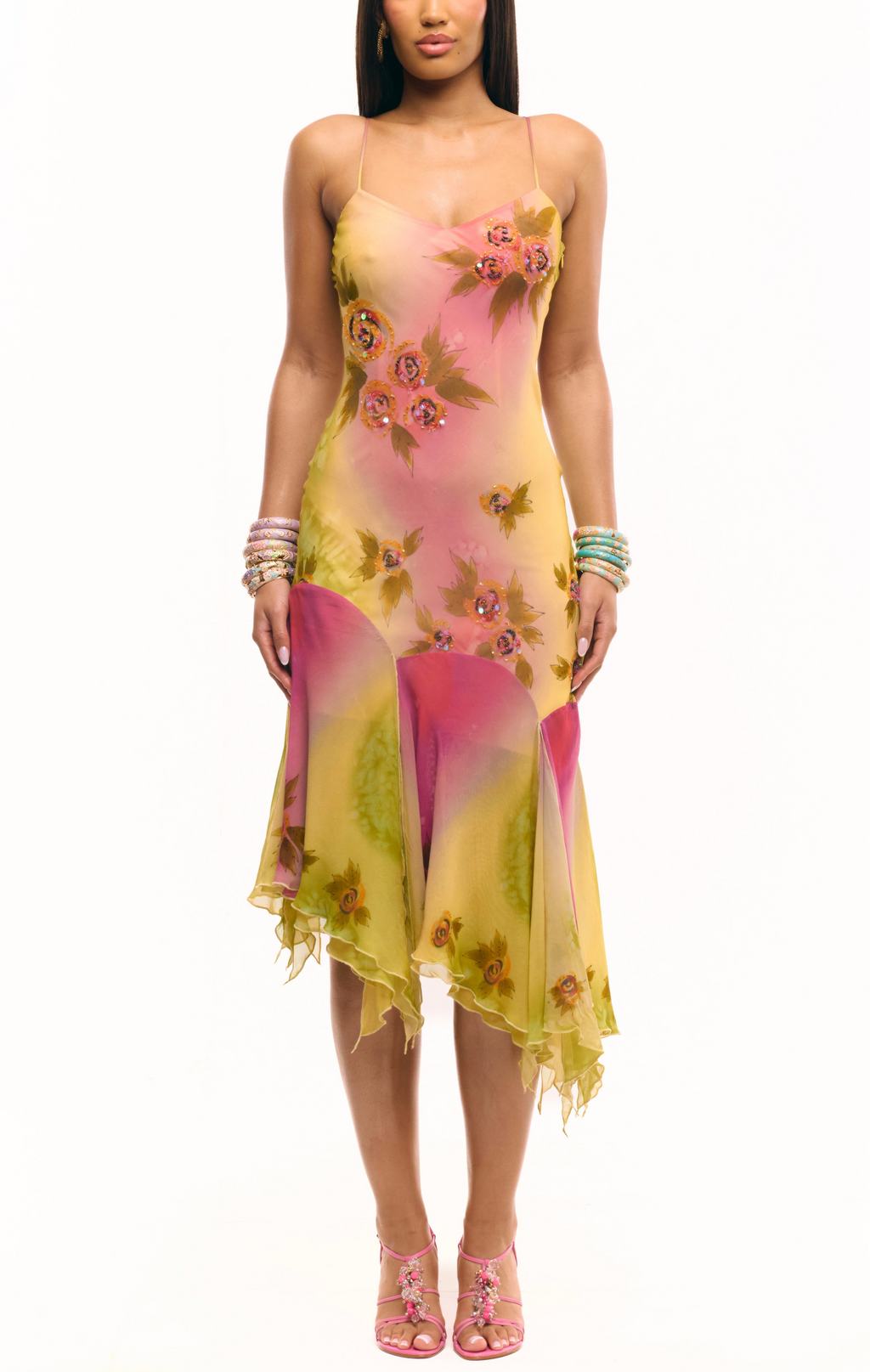 Coral Gown Midi Dress