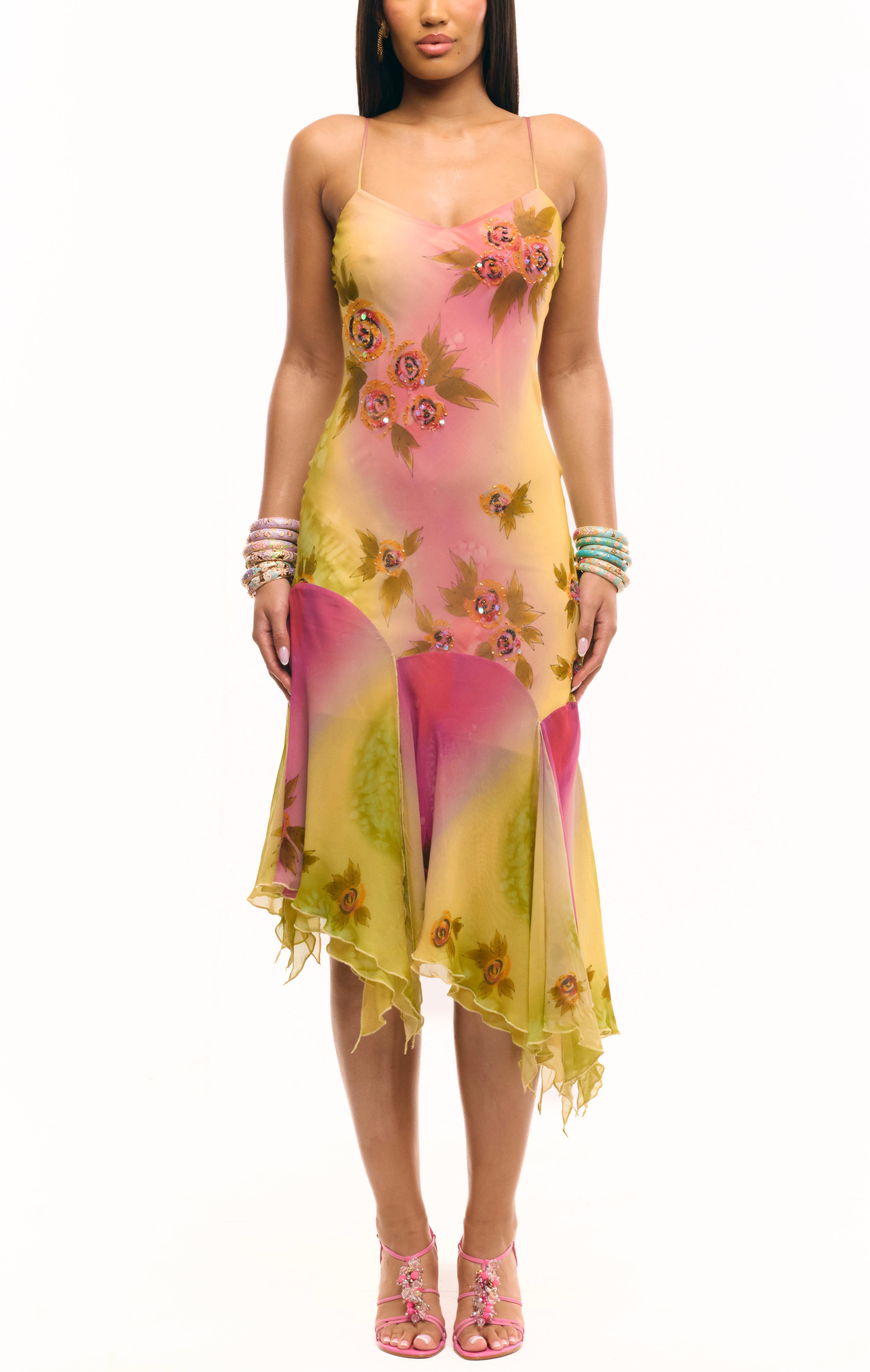 Coral Gown Midi Dress