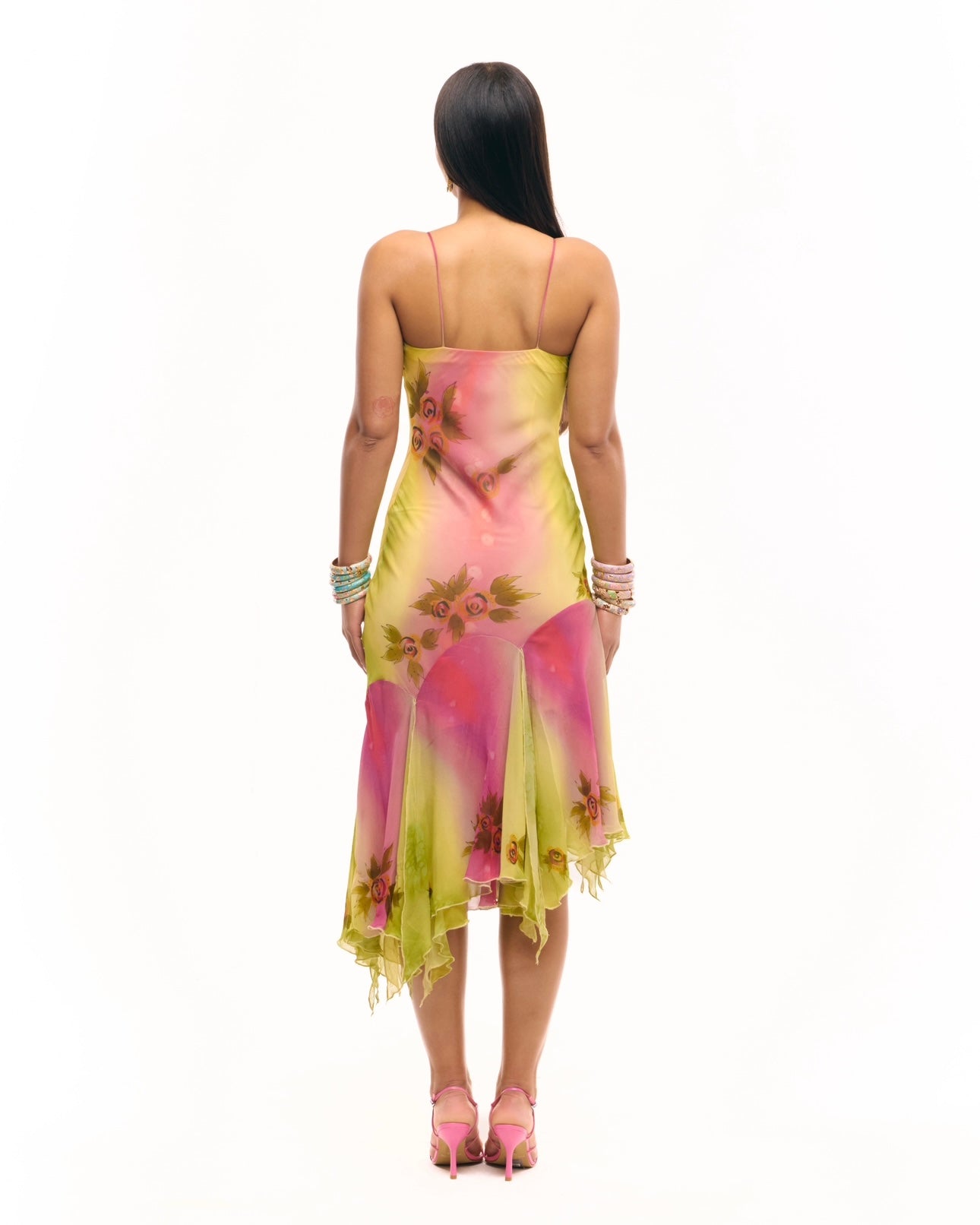 Coral Gown Midi Dress