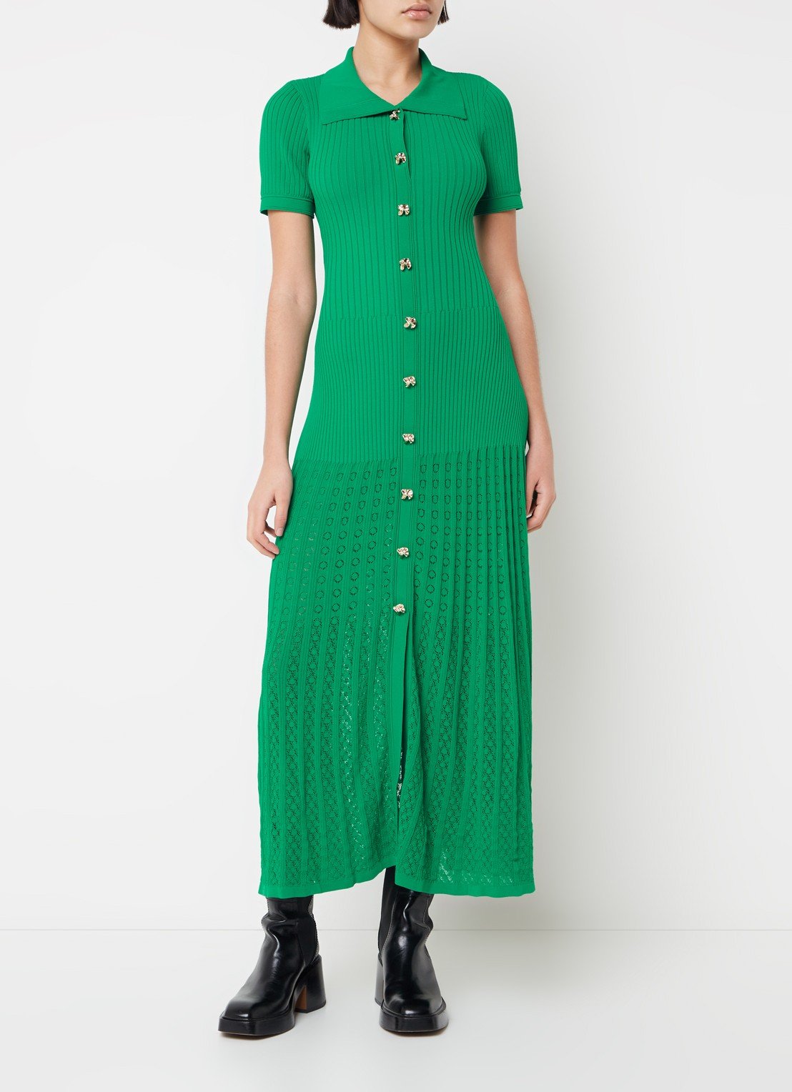 Sandra Robe Midi Claudine Boutonnée