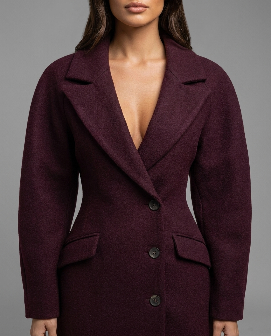 Dylan Blazer Dress in Plum - lapel and fabric detail