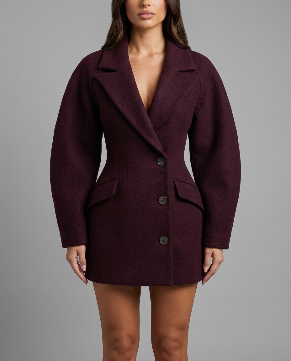 Dylan Blazer Dress in Plum - front