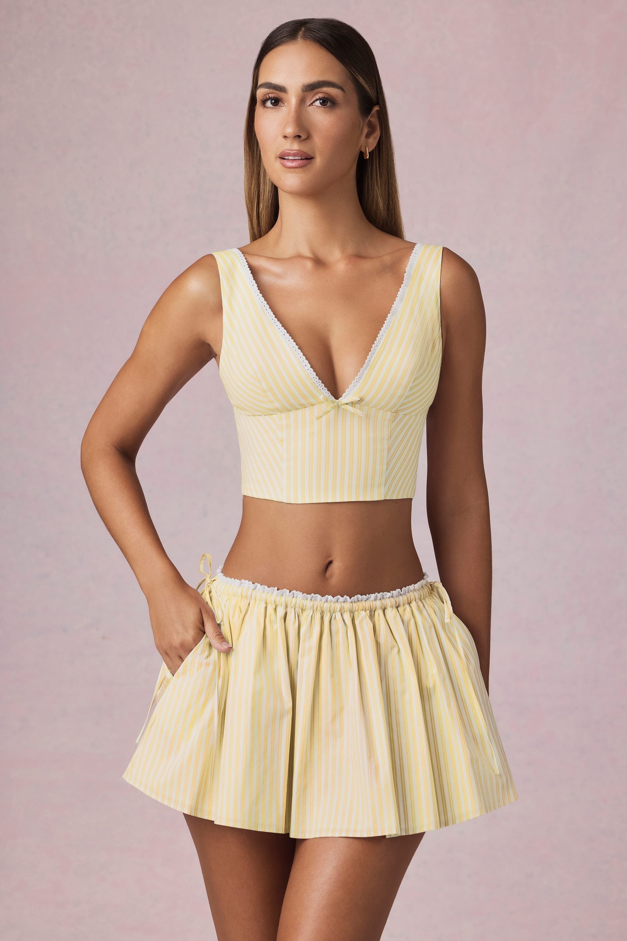 Ruched Drawstring Mini Two Piece