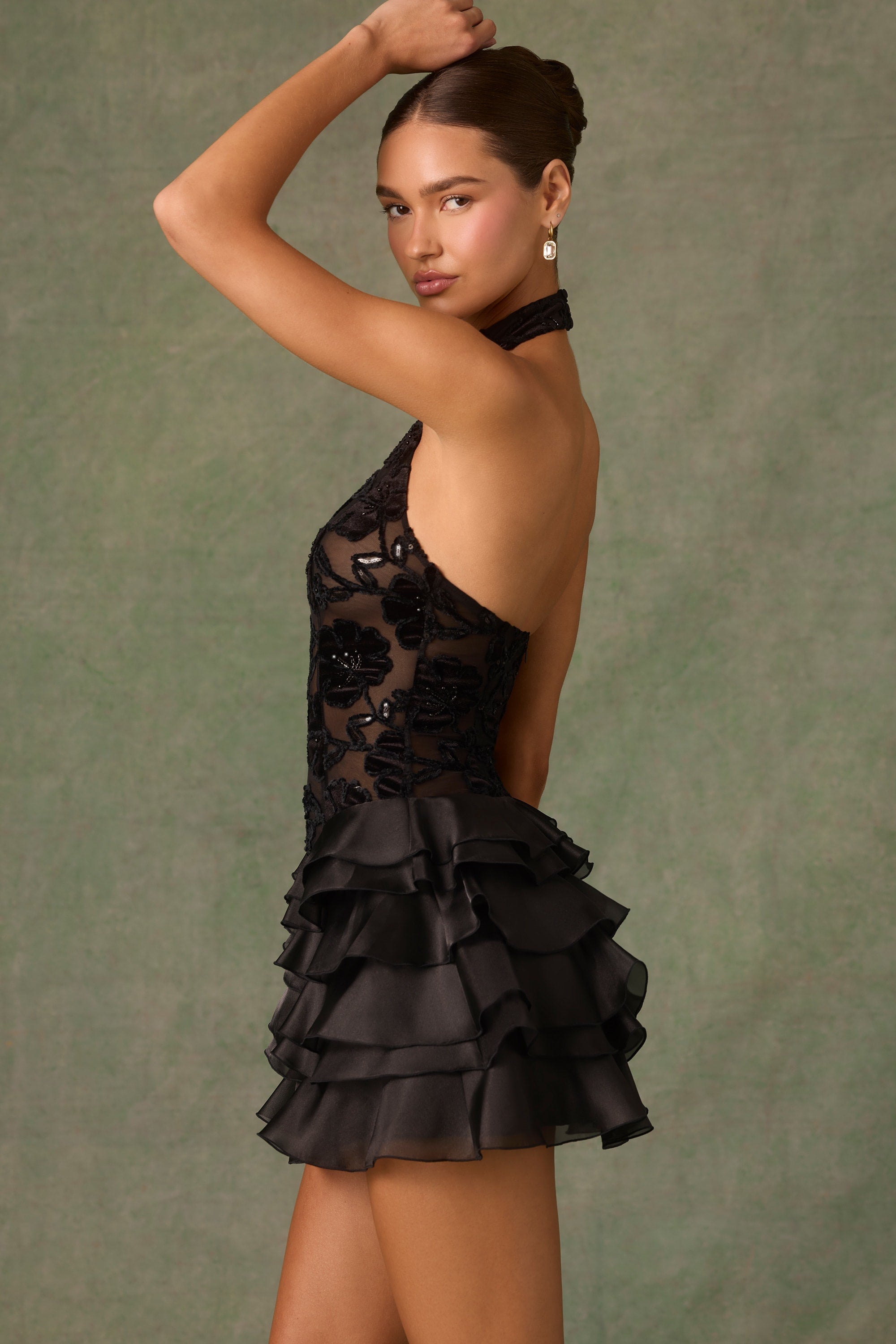 Halter Ruffle Mini Dress